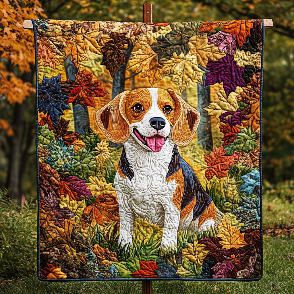 Beagle Autumn Hike Quilted Blanket - Throw (55" x 60")