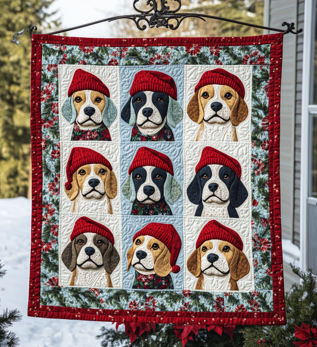 Beagle Christmas Cuddles Quilted Blanket - Throw (55" x 60")