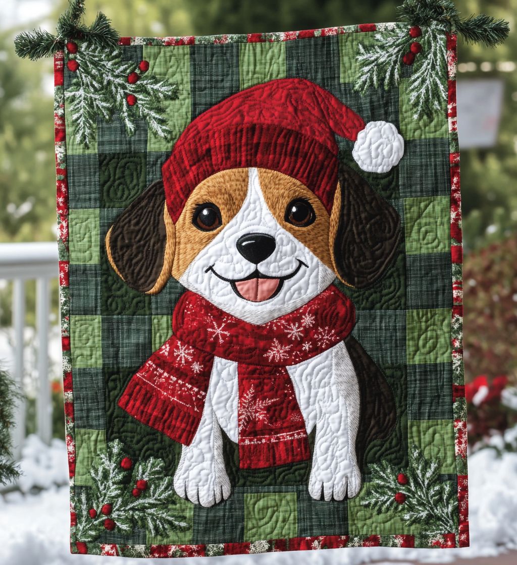 Beagle Christmas Tree Snuggle Quilted Blanket - Throw (55" x 60")