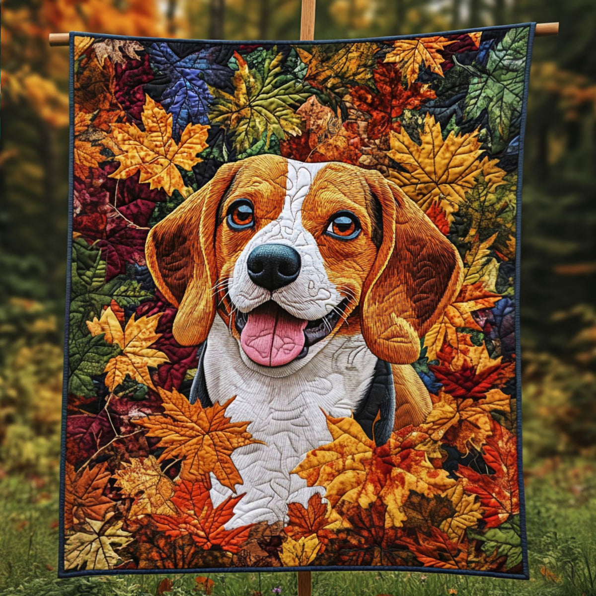 Beagle Leaf Adventure Quilted Blanket - Throw (55" x 60")