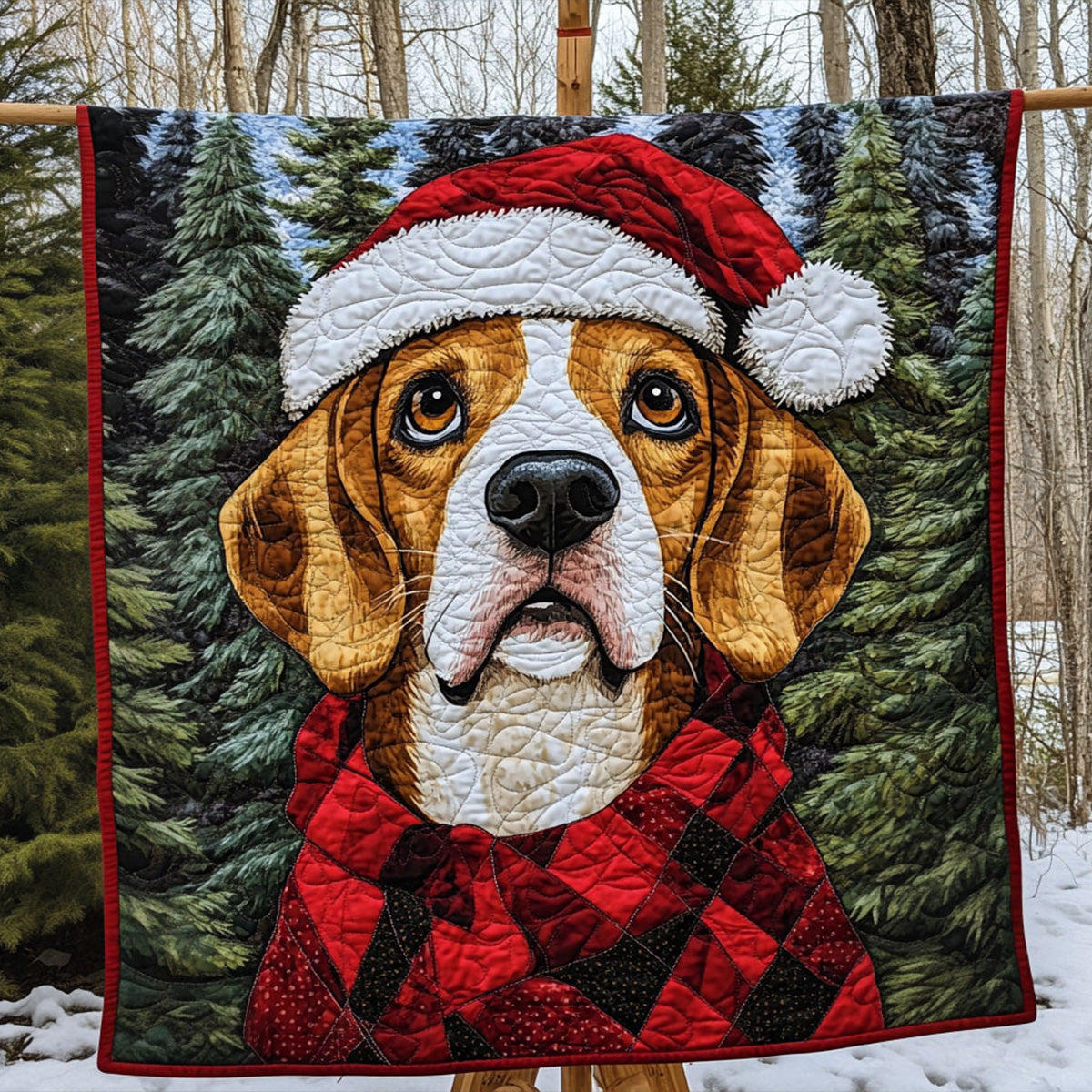 Beagle Merry Moments Quilted Blanket - Throw (55" x 60")