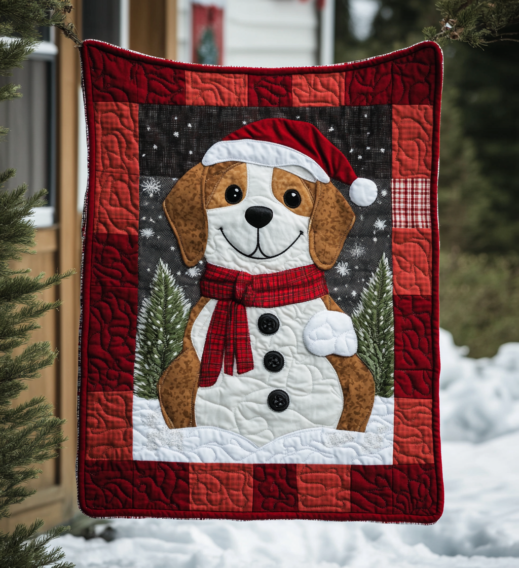 Beagle Winter Wishes Quilted Blanket - Throw (55" x 60")