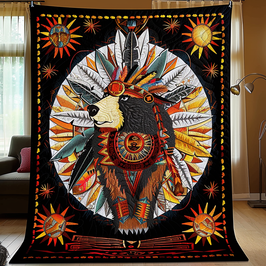 Bear Clan Heritage Quilted Blanket - Throw (55" x 60")