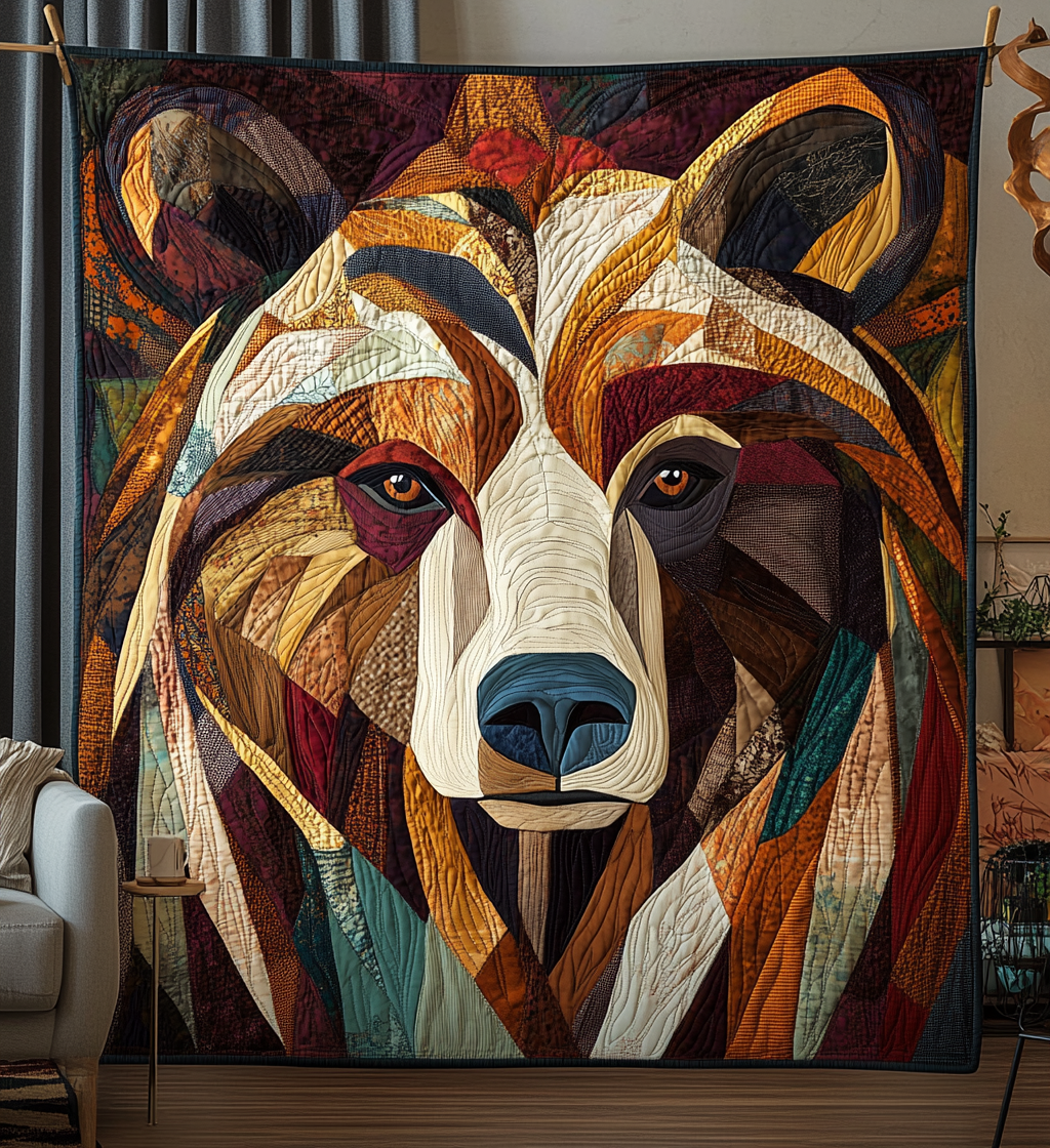 Bear Brave Quilted Blanket - Throw (55" x 60")