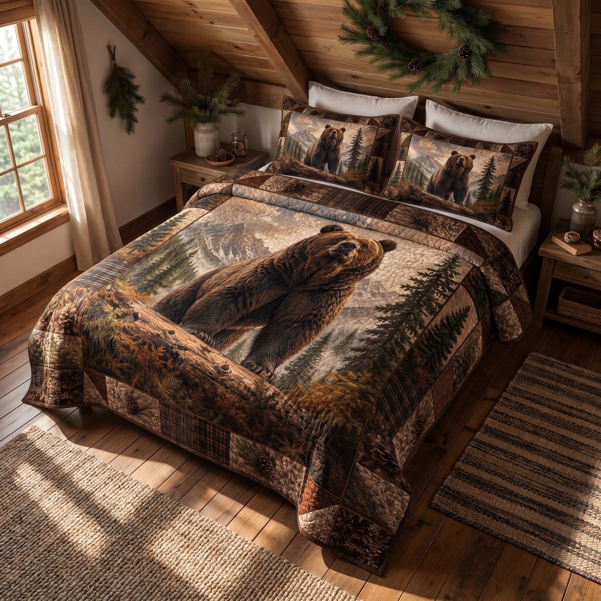 Bear Guardian 3-Piece Quilted Bedding Set - Single (59" x 70")