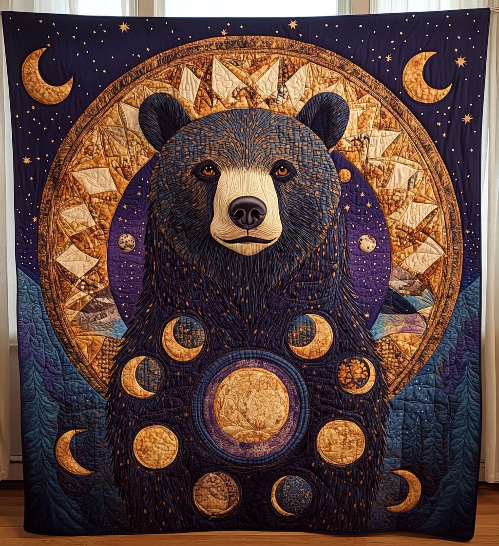 Bear Moon Quilted Blanket - Throw (55" x 60")