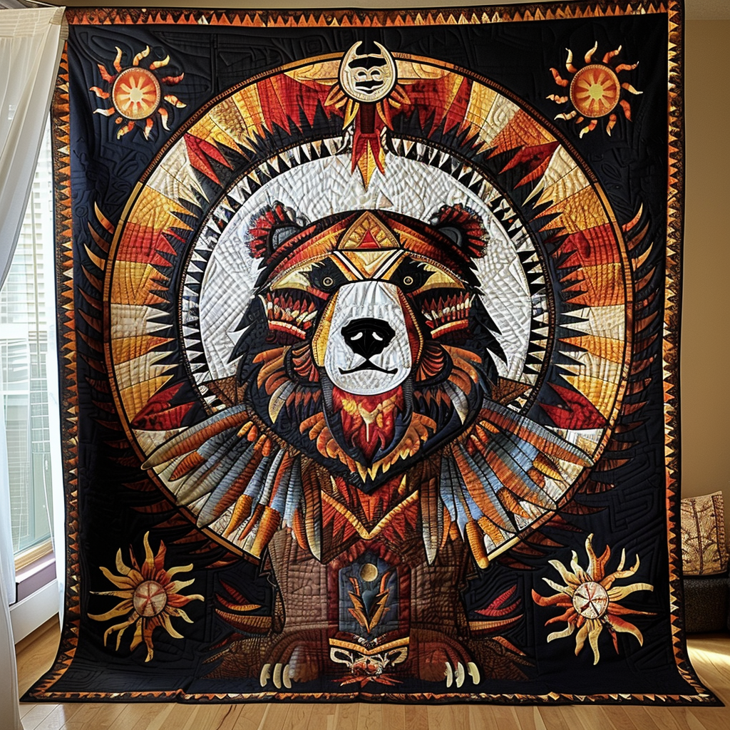 Bear's Courage Quilted Blanket - Throw (55" x 60")