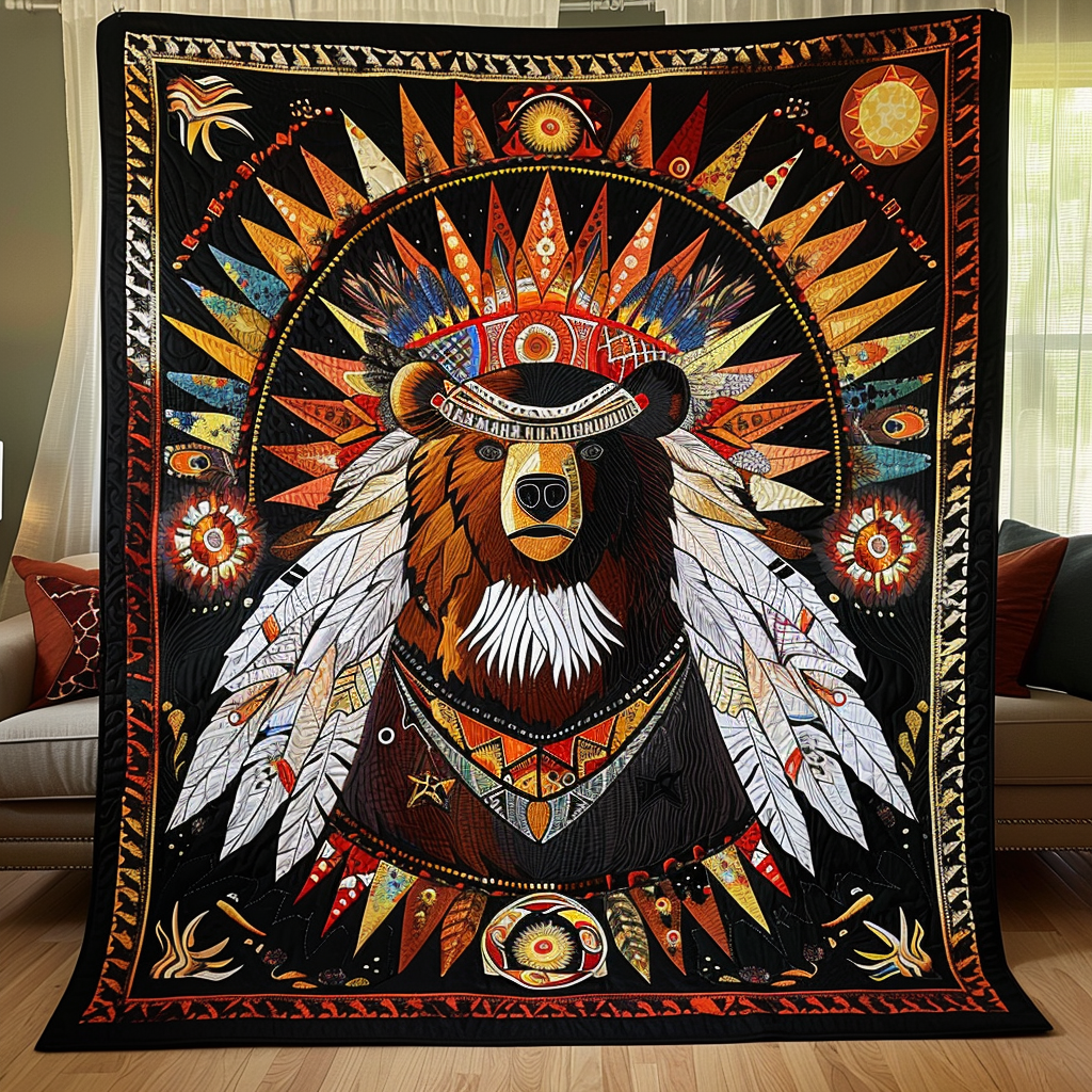 Bear's Stronghold Quilted Blanket - Throw (55" x 60")