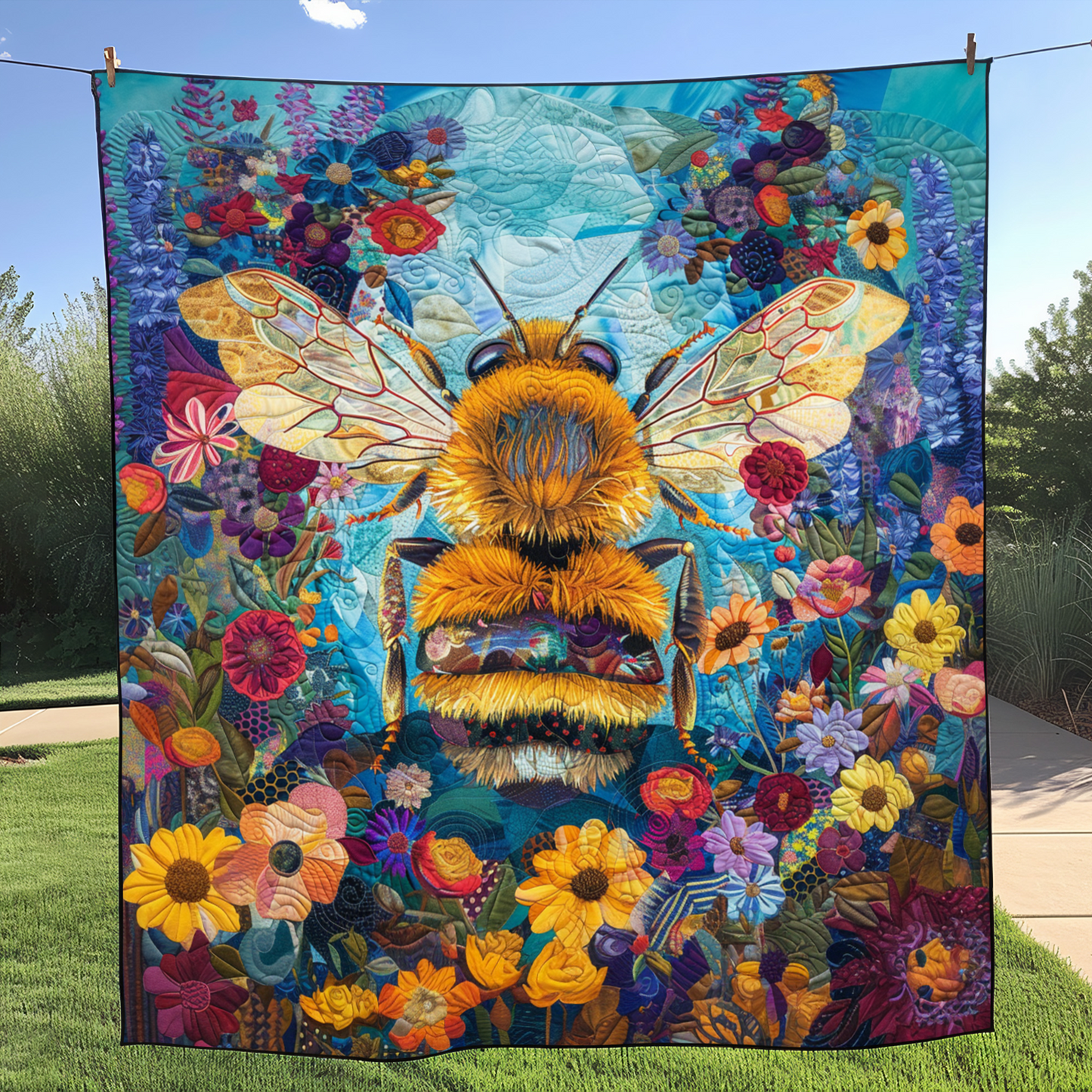 Bee Paradise Quilted Blanket - Throw (55" x 60")