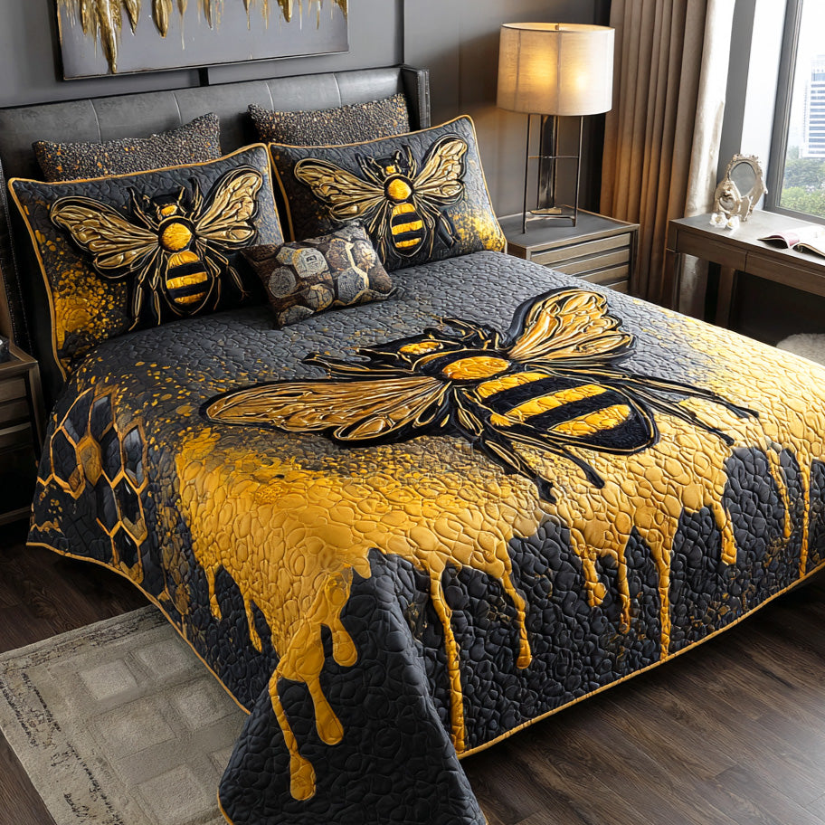 Bee Harmony 3-Piece Quilted Bedding Set - Single (59" x 70")
