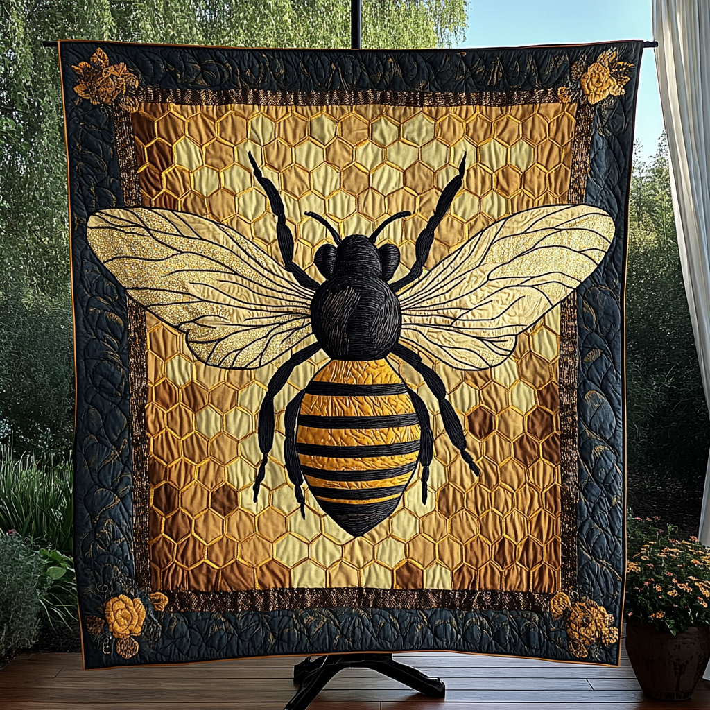 Beeutiful Blooms Quilted Blanket - Throw (55" x 60")