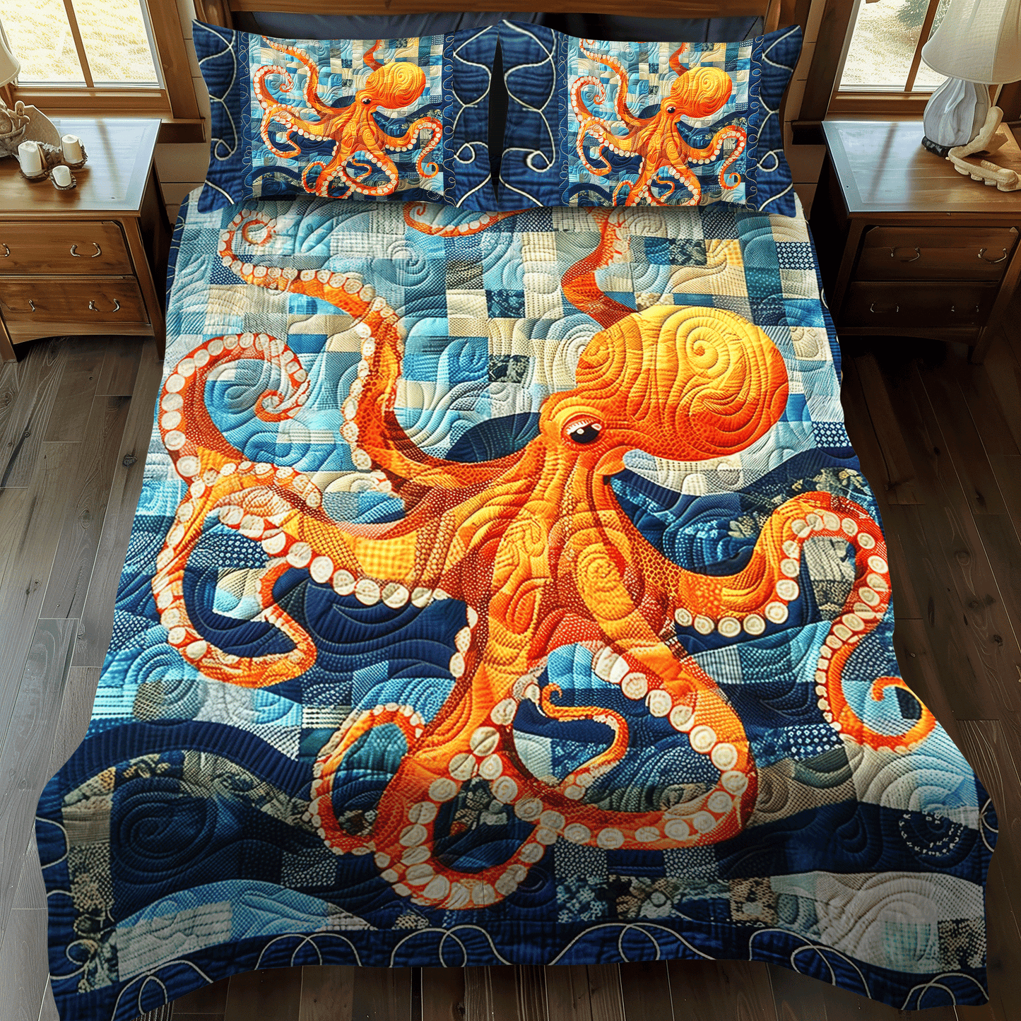 Benthic Beauty 3-Piece Quilted Bedding Set - Single (59" x 70")