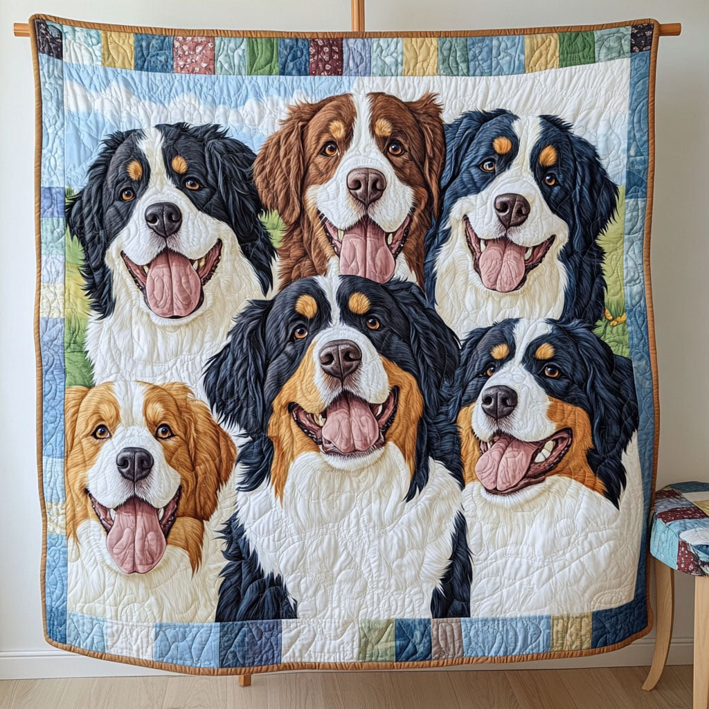 Bernese Fields of Joy Quilted Blanket - Throw (55" x 60")