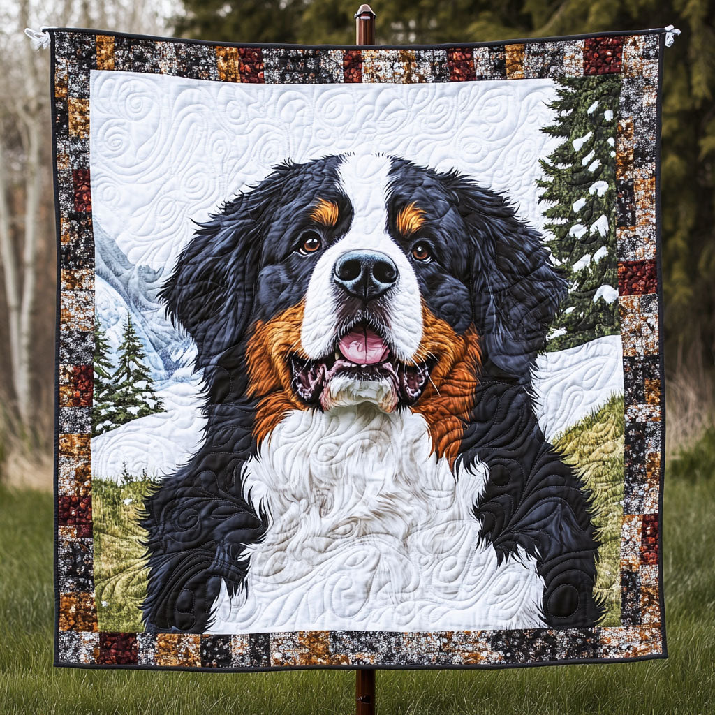 Bernese Mountain Adventure Quilted Blanket - Throw (55" x 60")