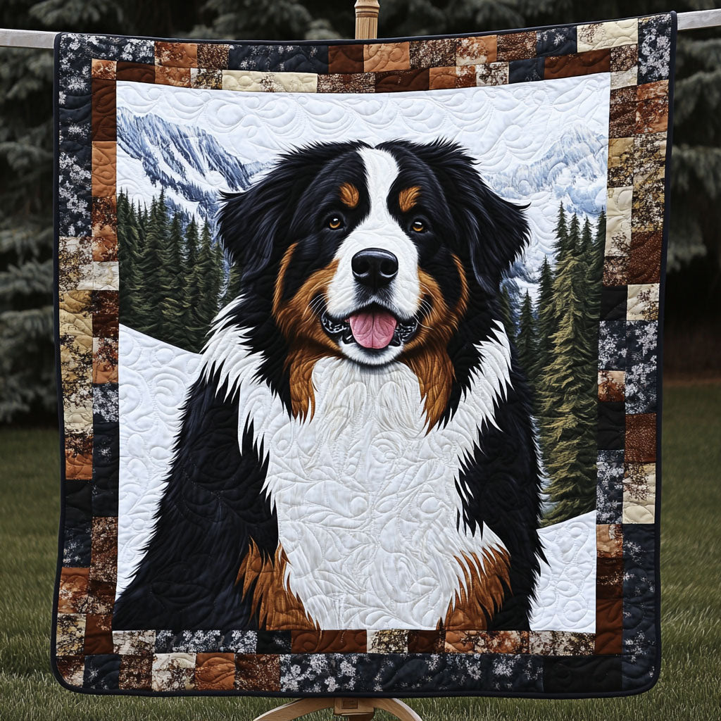 Bernese Mountain Companion Quilted Blanket - Throw (55" x 60")