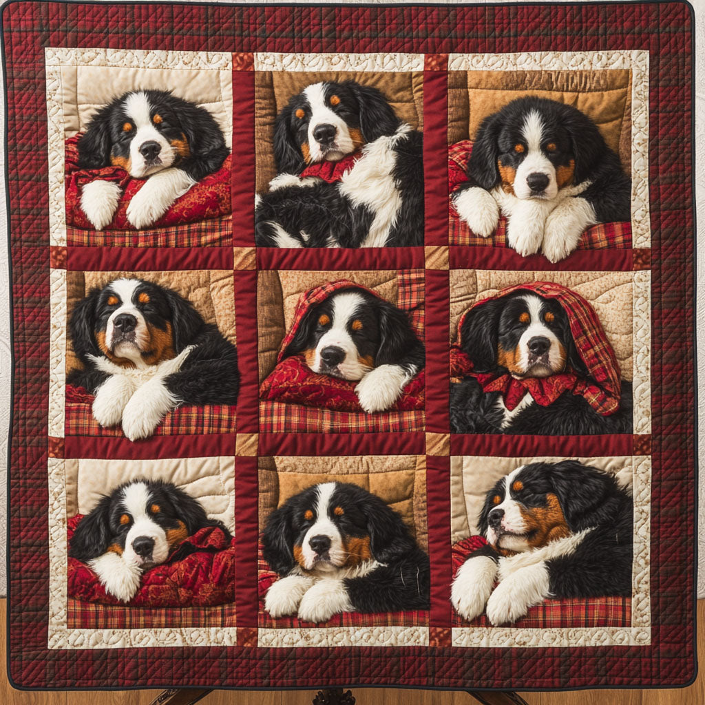 Bernese Mountain Haven Quilted Blanket - Throw (55" x 60")