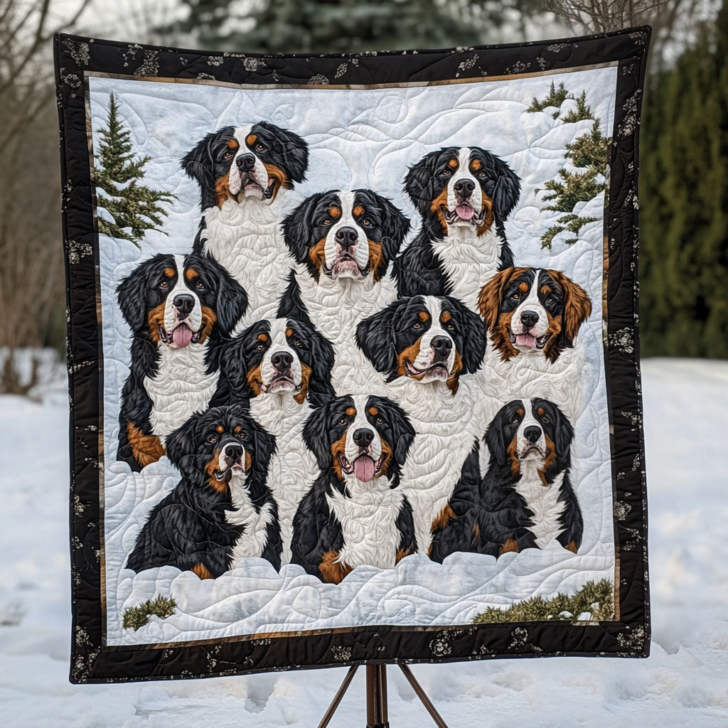 Bernese Mountain Journey Quilted Blanket - Throw (55" x 60")