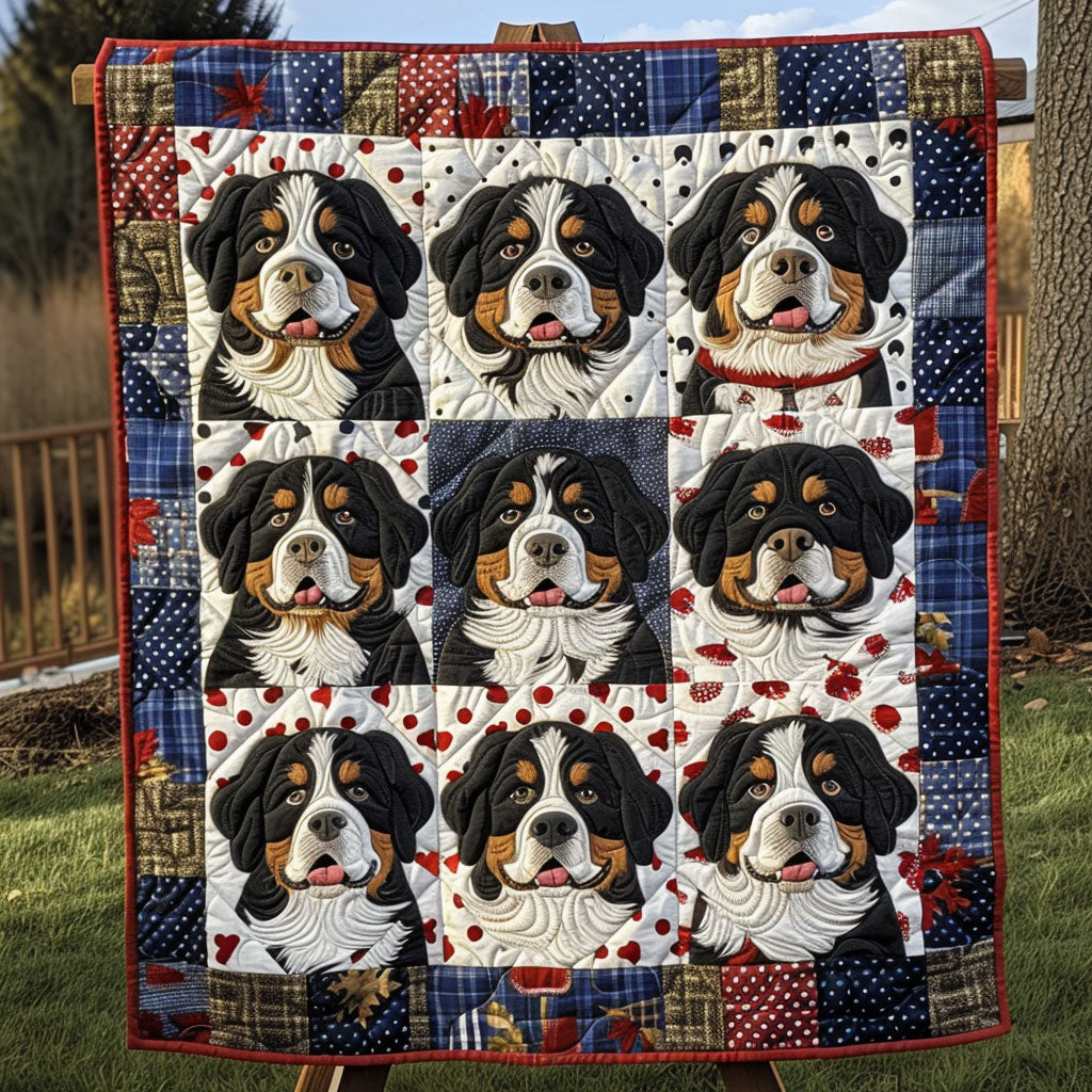 Bernese Mountain Magic Quilted Blanket - Throw (55" x 60")
