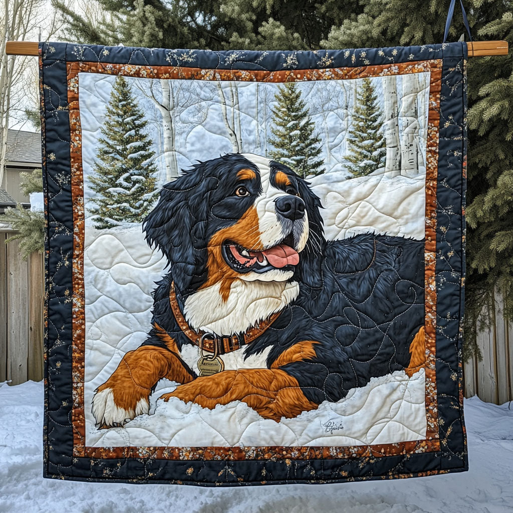 Bernese Mountain Retreat Quilted Blanket - Throw (55" x 60")