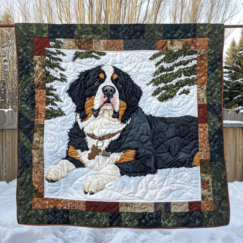 Bernese Snowy Trails Quilted Blanket - Throw (55" x 60")