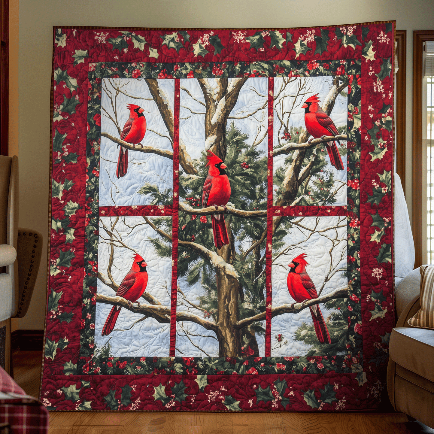 Berry Branch Bliss Quilted Blanket - Throw (55" x 60")