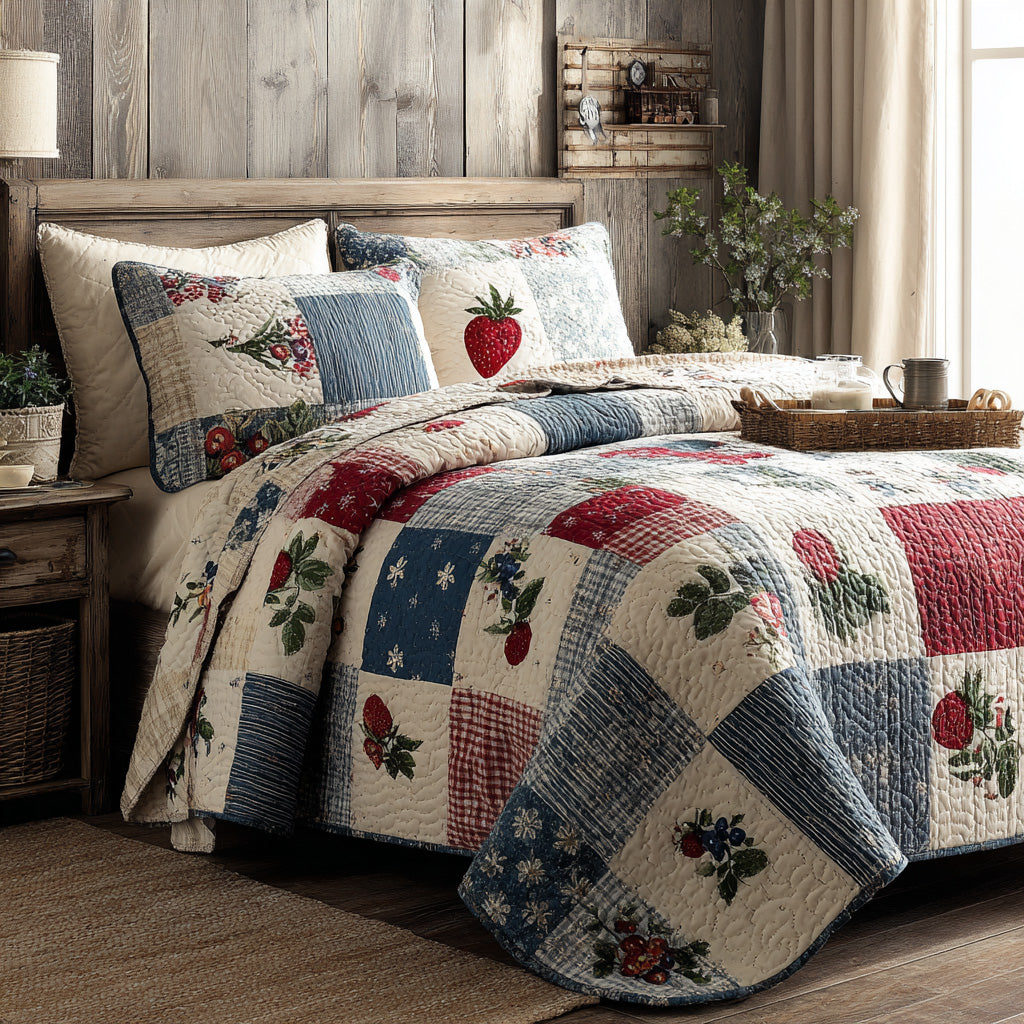 Berry Patch Pride 3-Piece Quilted Bedding Set - Single (59" x 70")