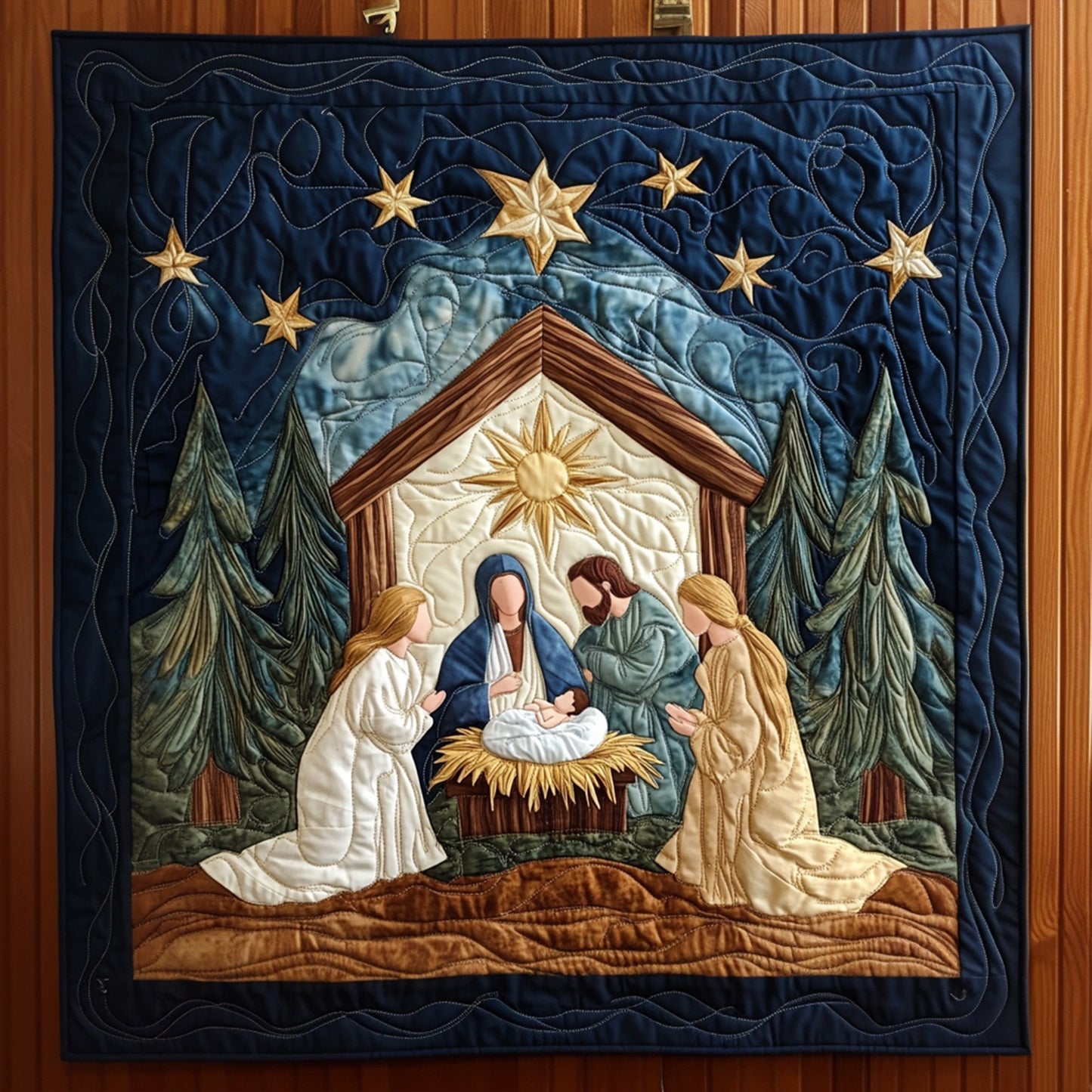 Bethlehem Night Quilted Blanket - Throw (55" x 60")