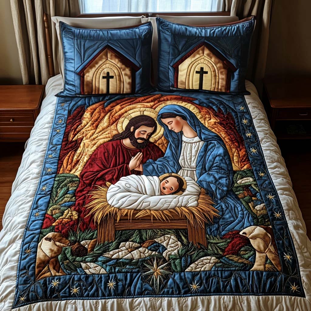 Bethlehem Night Sky 3-Piece Quilted Bedding Set - Single (59" x 70")