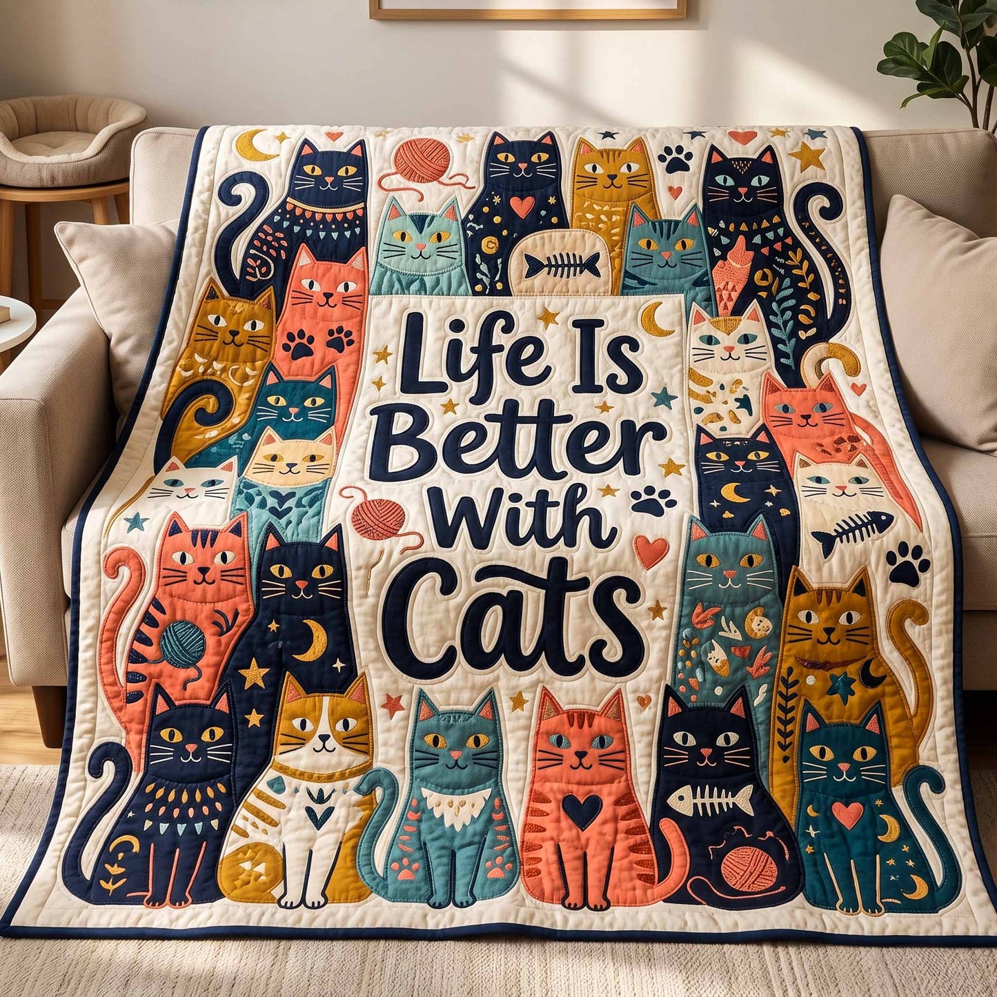Better With Cats Quilted Blanket - Baby (30" x 40") - Pack 1