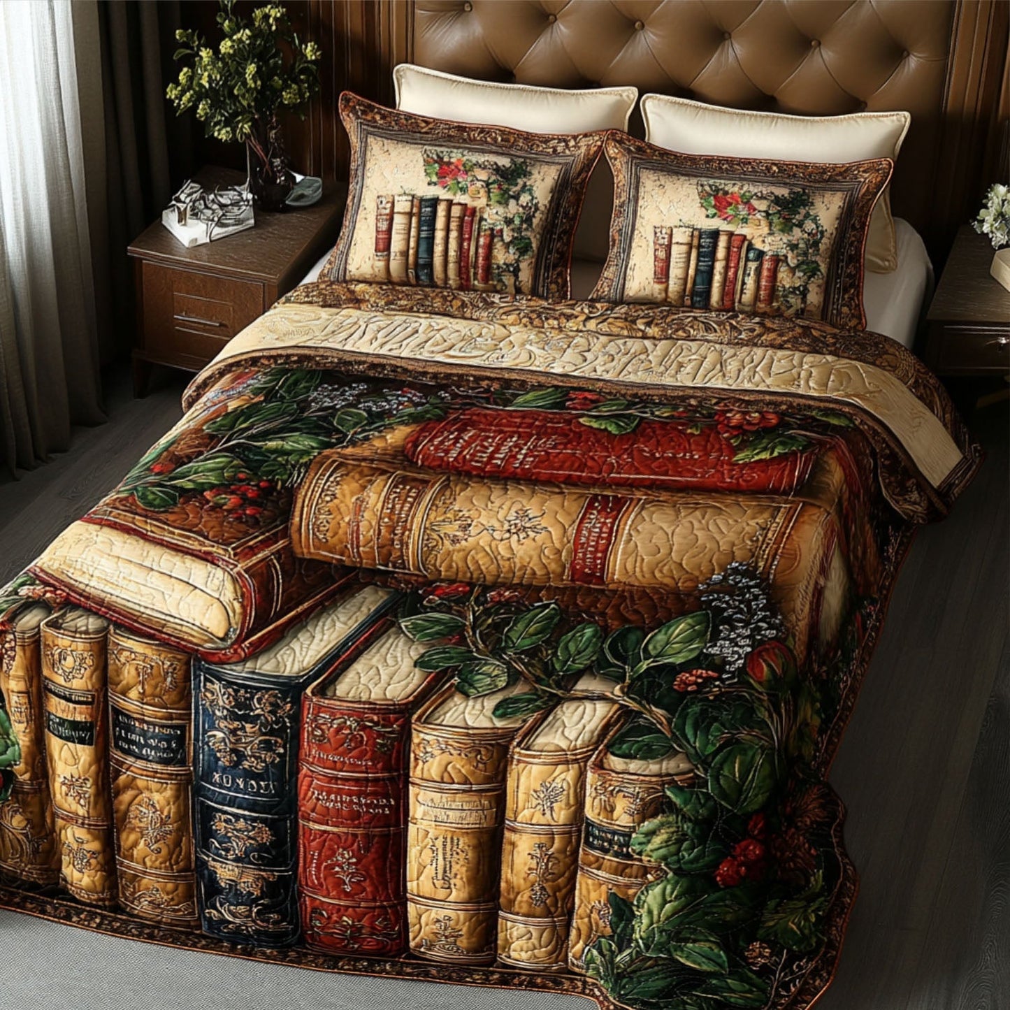 Bibliophiles Haven 3-Piece Quilted Bedding Set - Single (59" x 70")