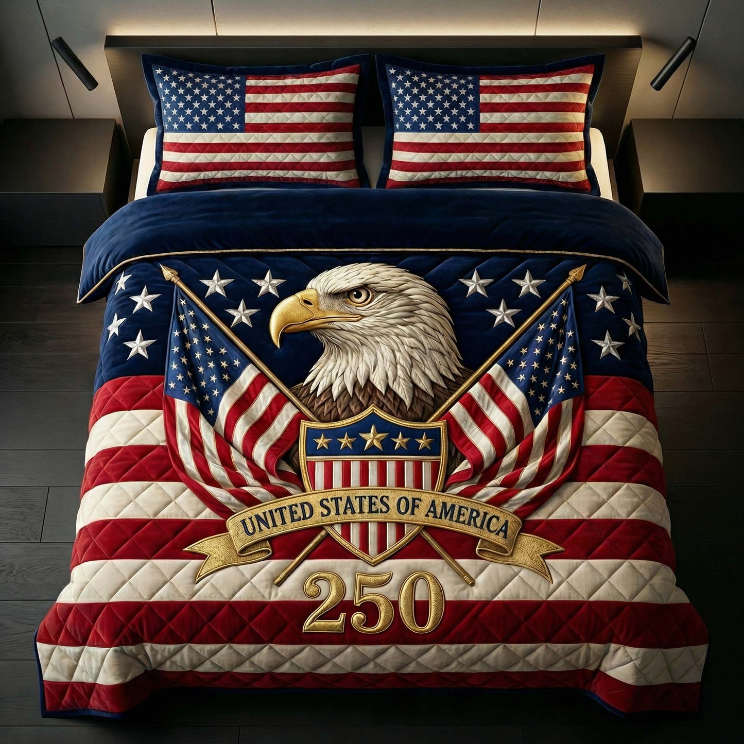 Bicentennial Eagle 3-Piece Quilted Bedding Set - Single (59" x 70")