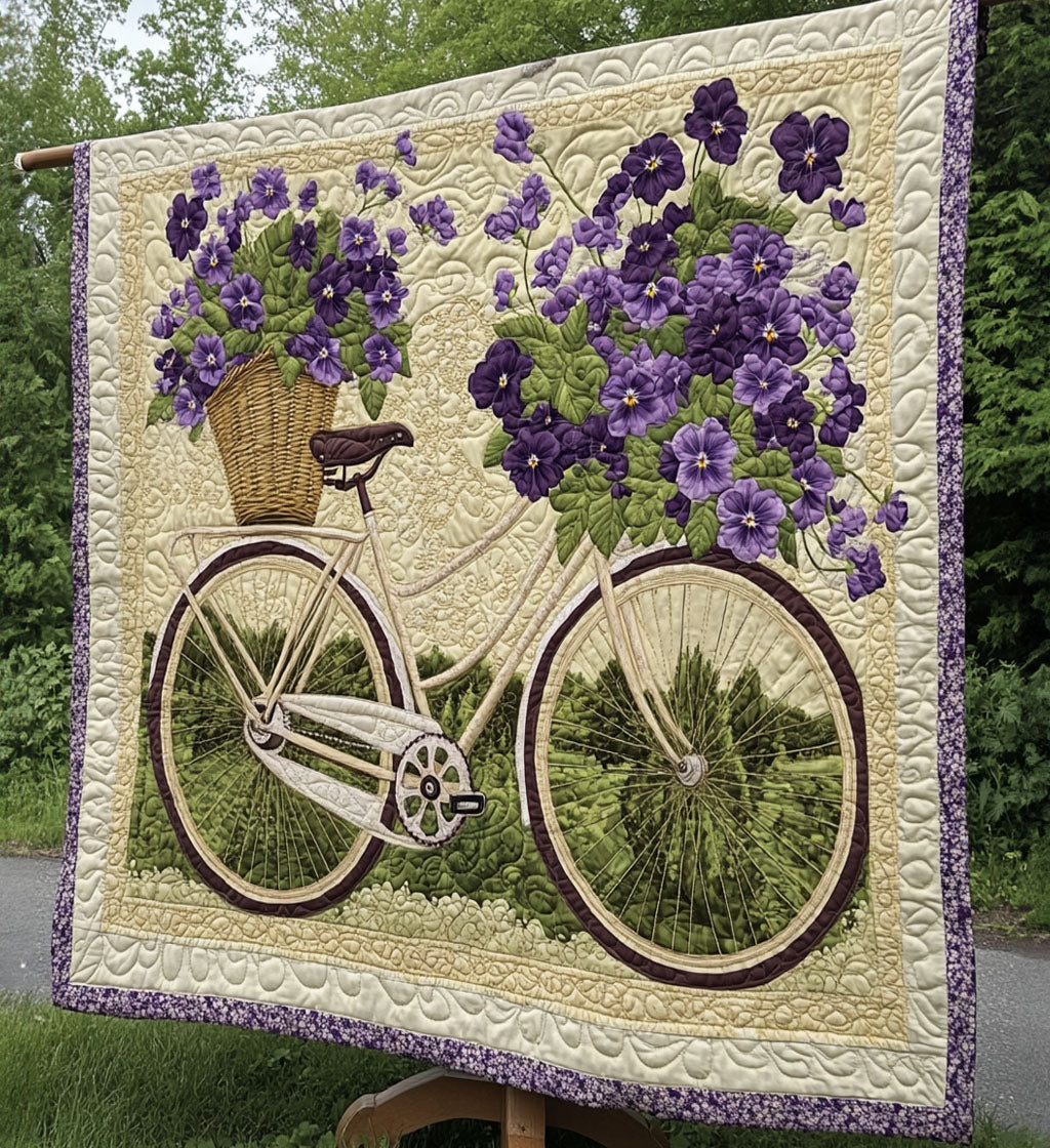 Bicycle Bouquet Art Quilt Hanging - Baby (30" x 40")