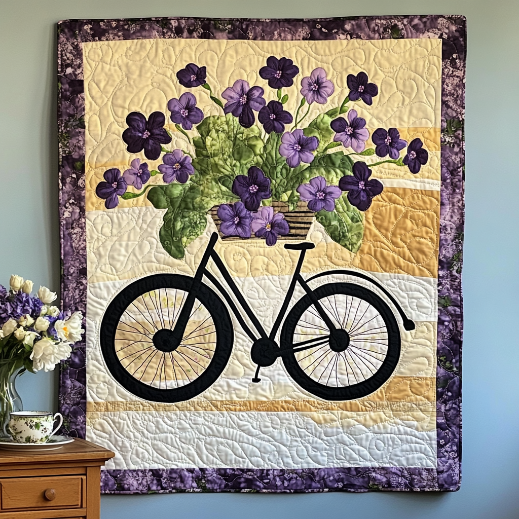 Bicycle Bouquet Art Quilt Hanging - Baby (30" x 40")