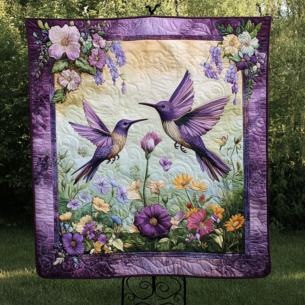 Bird and Blossoms Quilted Blanket - Throw (55" x 60")