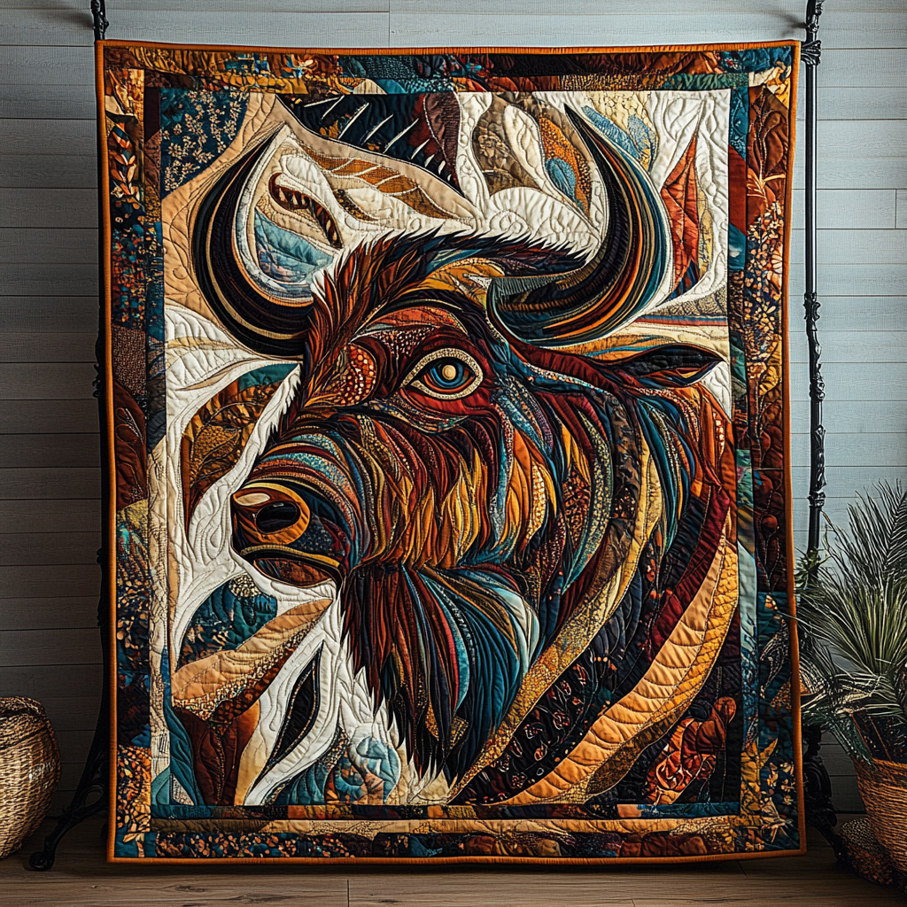 Bison Native Quilted Blanket - Throw (55" x 60")