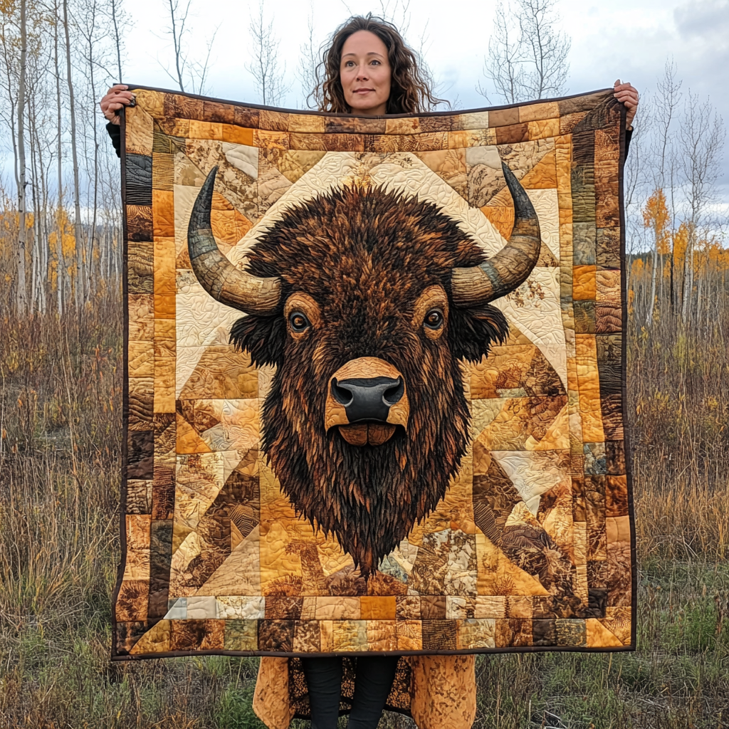 Bison Spirit Quilted Blanket - Throw (55" x 60")