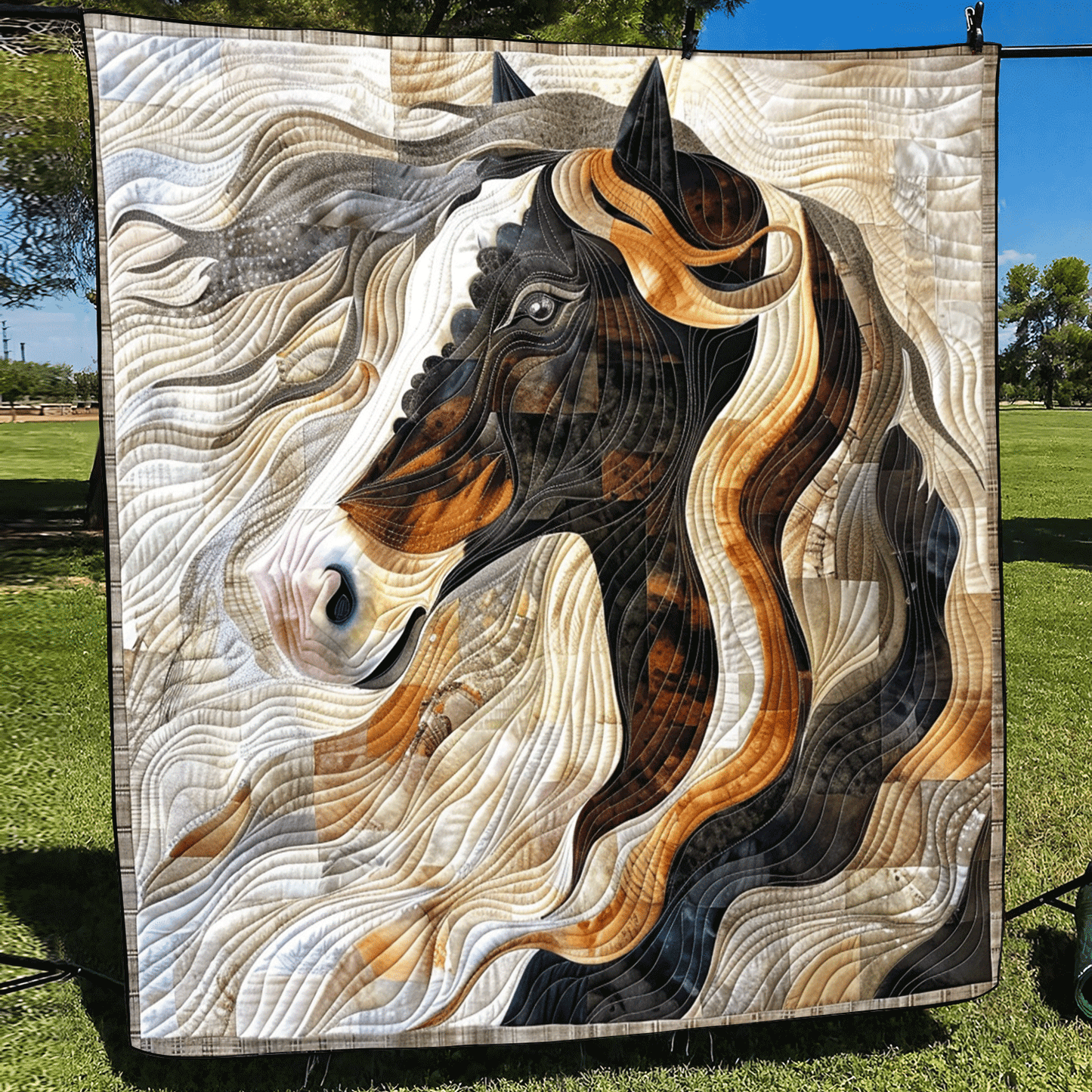 Black Beauty Horse Quilted Blanket - Throw (55" x 60")