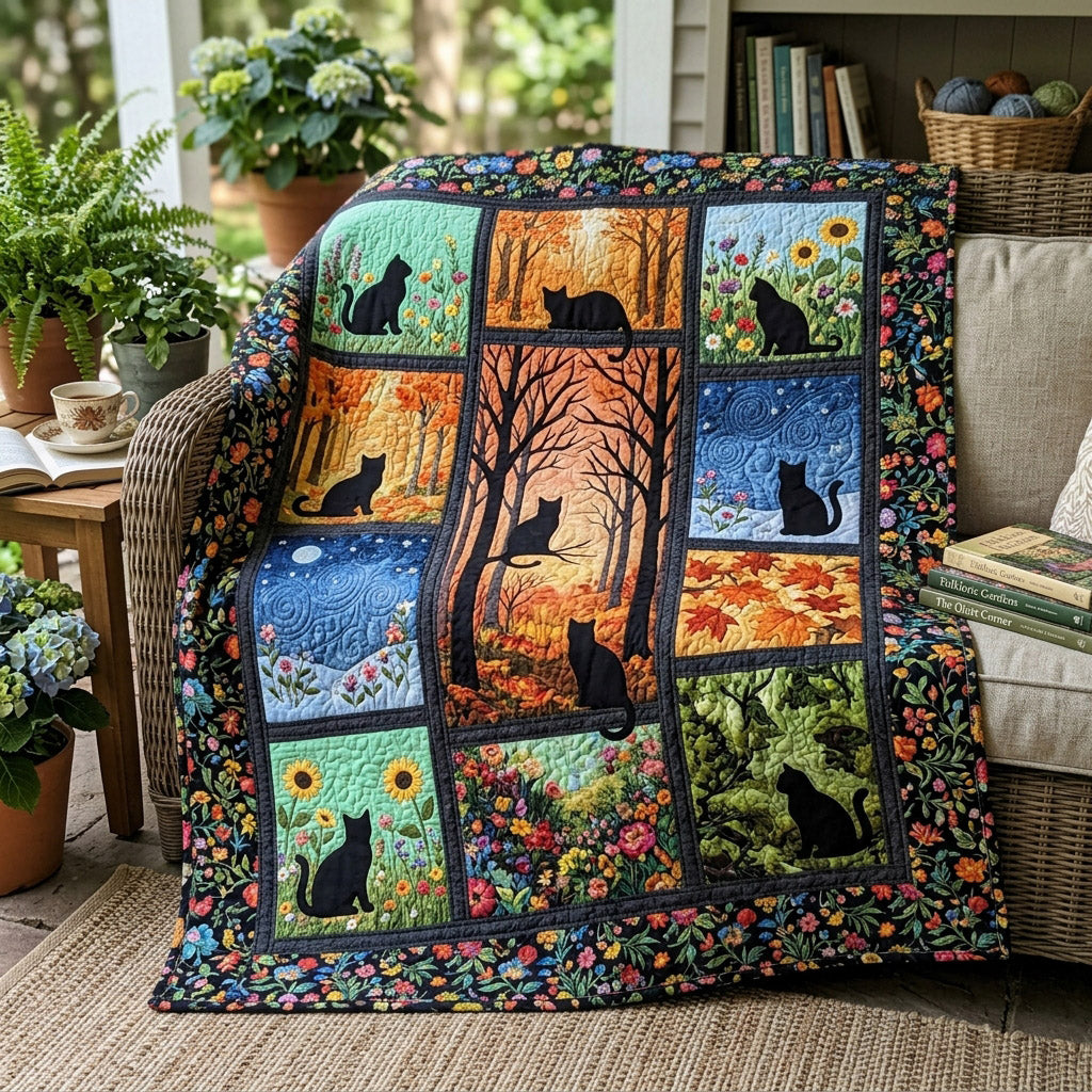 Black Cat Autumn Quilted Blanket - Baby (30" x 40") - Pack 1