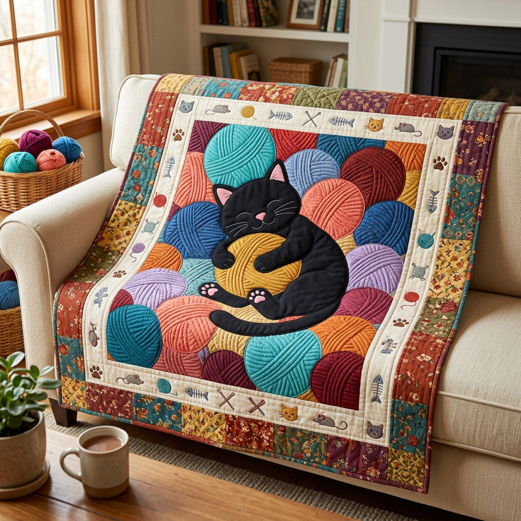 Black Cat Whimsy Quilted Blanket - Baby (30" x 40") - Pack 1