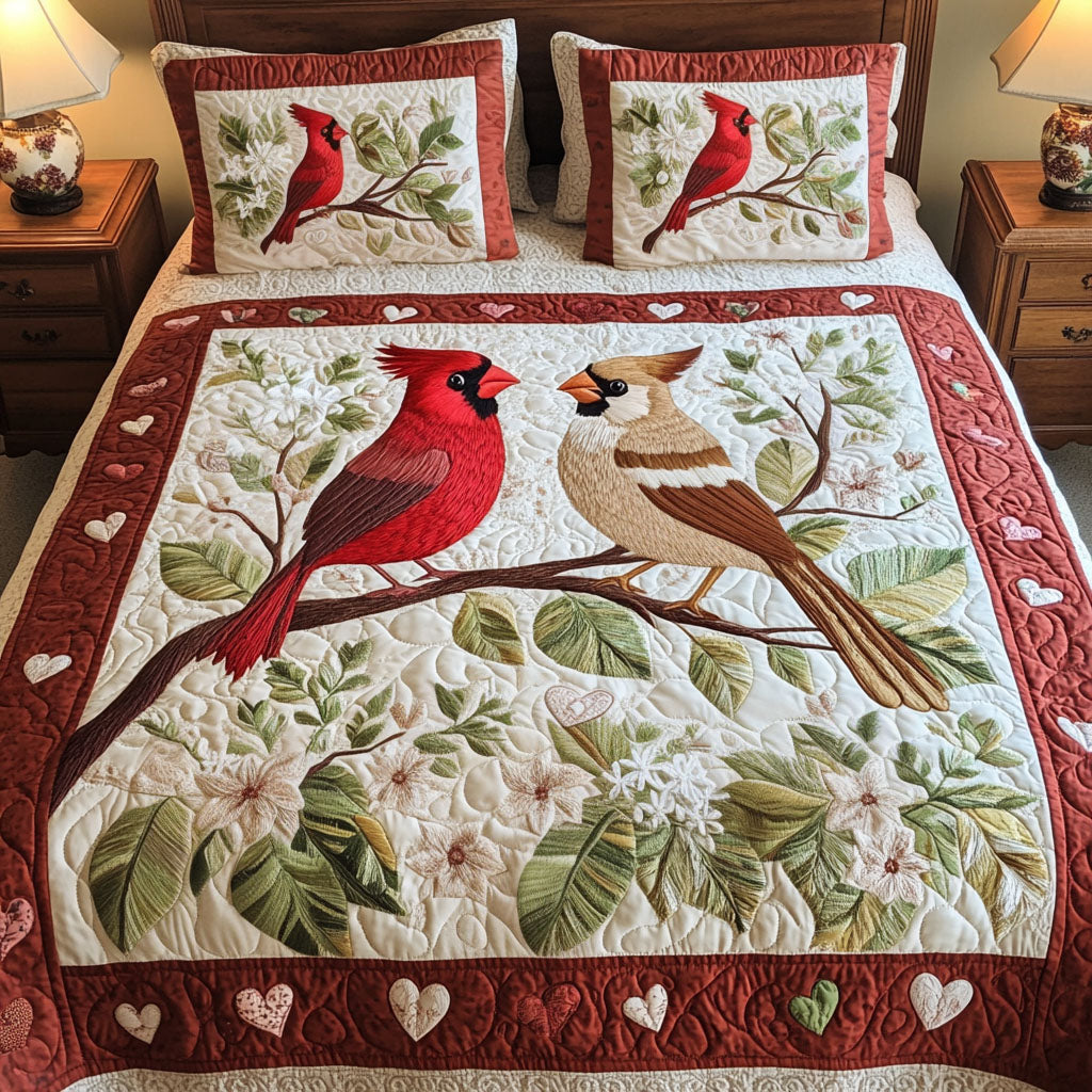 Blazing Affection 3-Piece Quilted Bedding Set - Single (59" x 70")