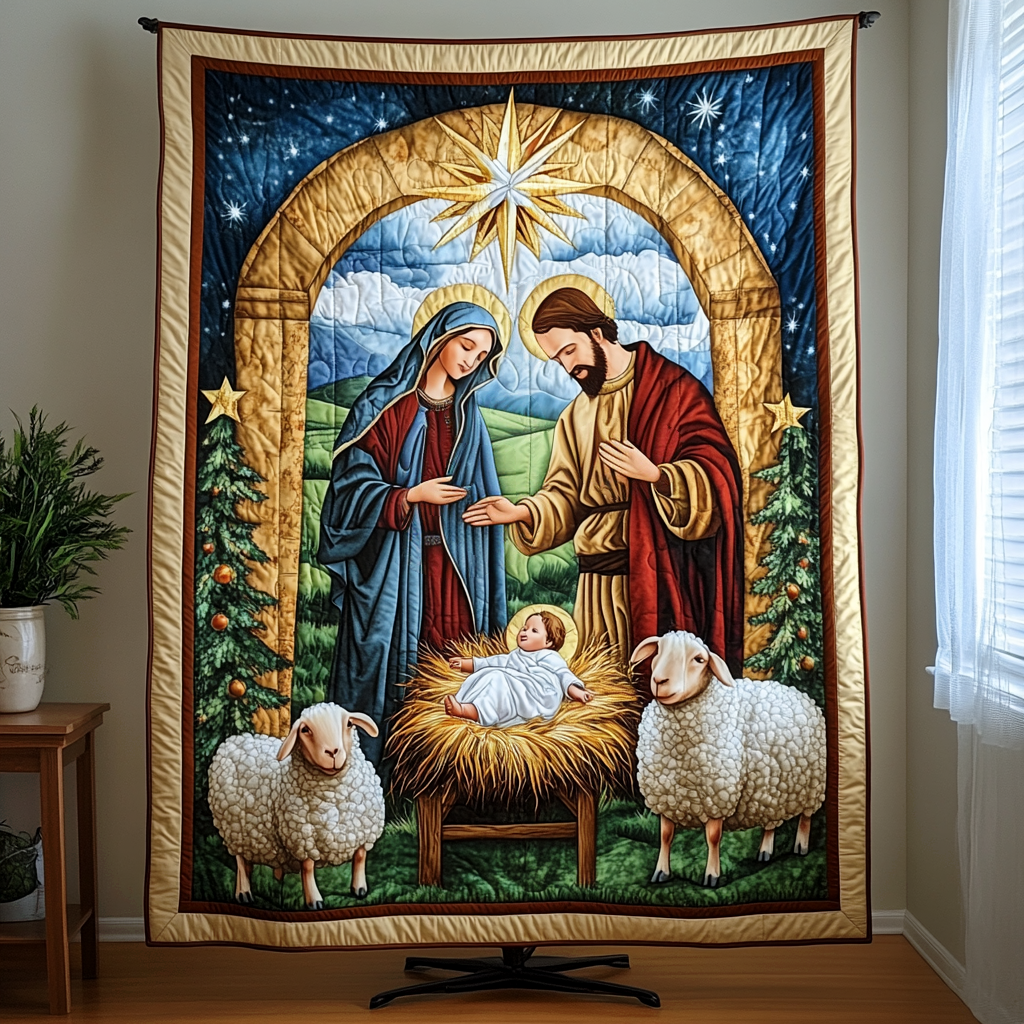 Blessed Birth Quilted Blanket - Throw (55" x 60")