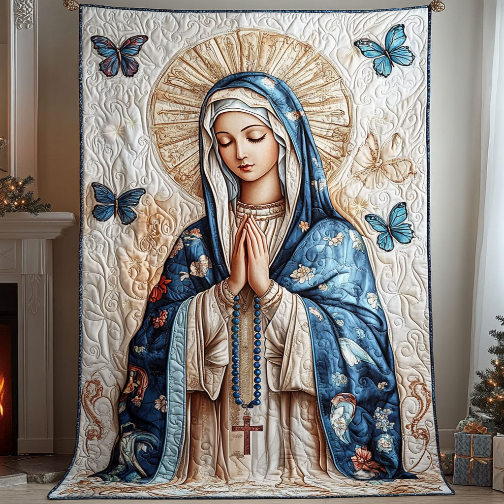 Blessed Mary Quilted Blanket - Throw (55" x 60")