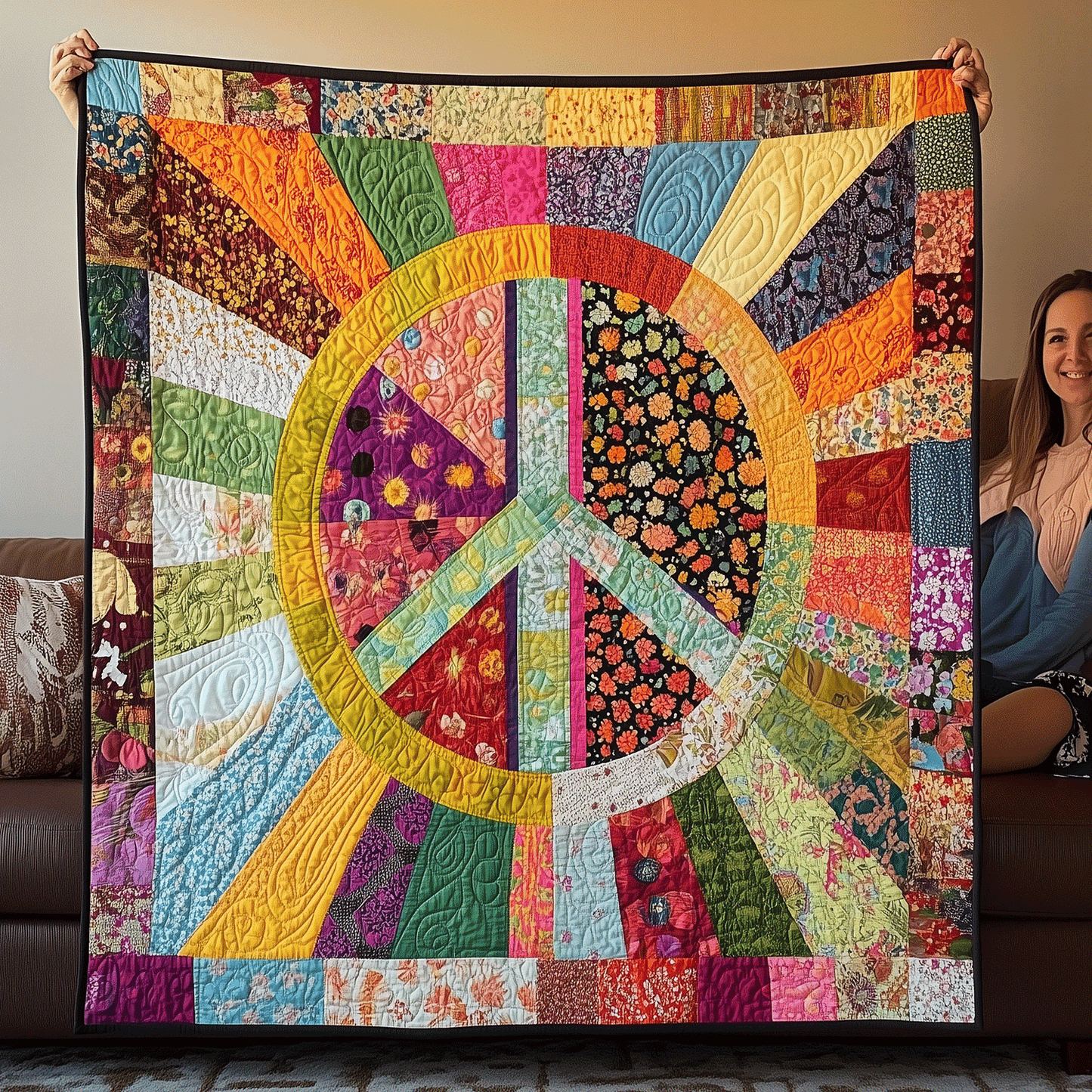 Blissful Spectrum Quilted Blanket - Throw (55" x 60")