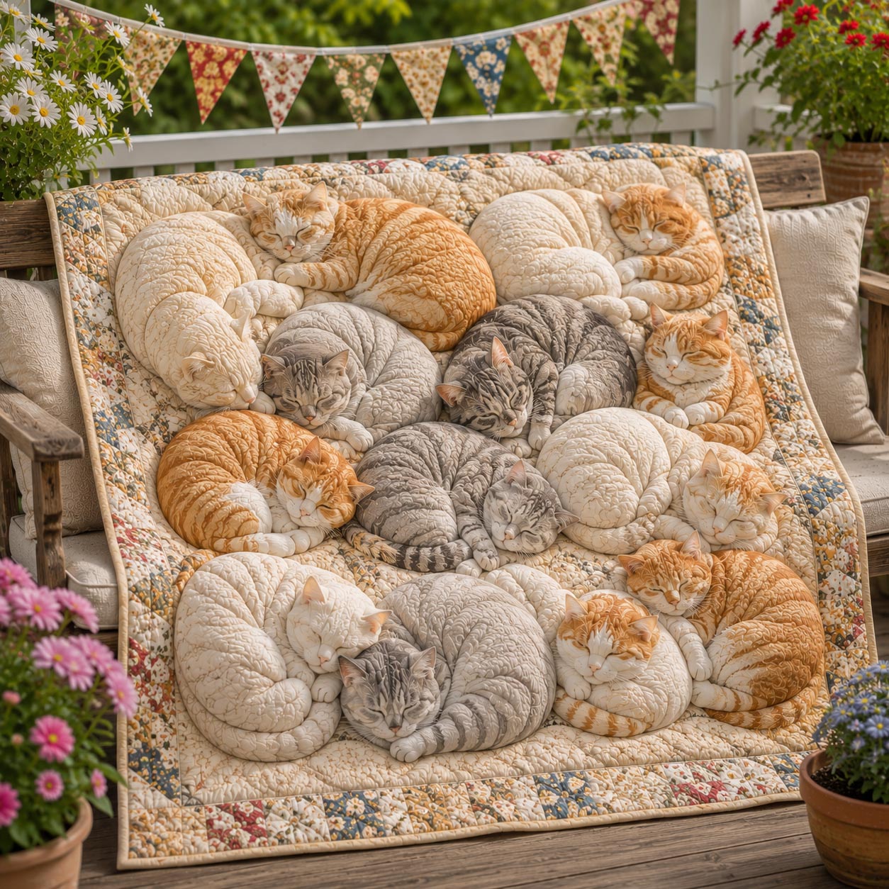 Bloom Cats Quilted Blanket - Baby (30" x 40") - Pack 1