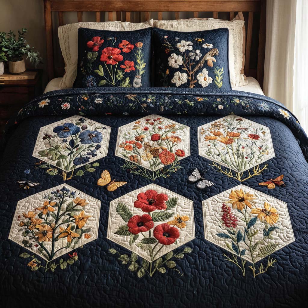 Bloom Whisper 3-Piece Quilted Bedding Set - Single (59" x 70")