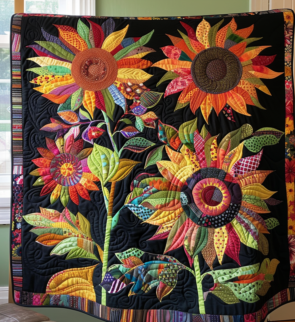 Blooming Bright Quilted Blanket - Throw (55" x 60")