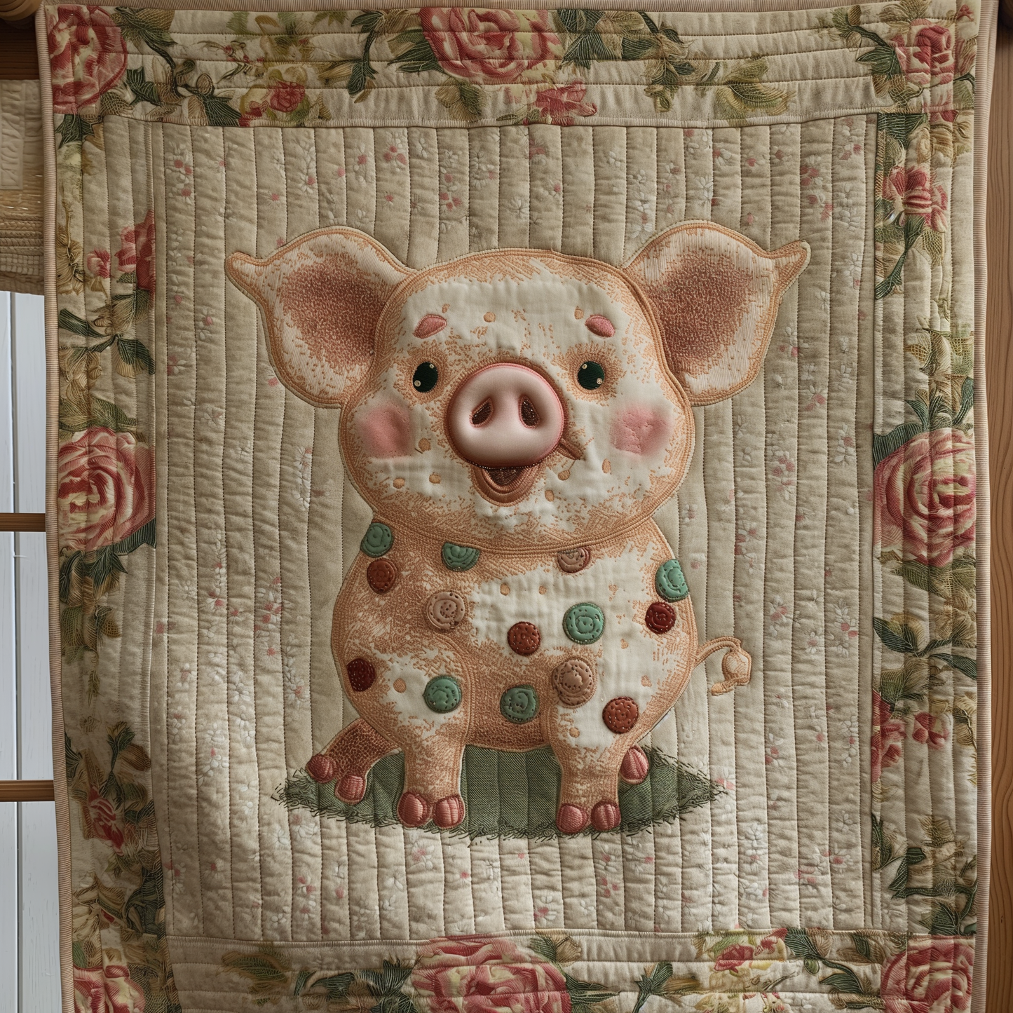 Blooming Pig Quilted Blanket - Throw (55" x 60")