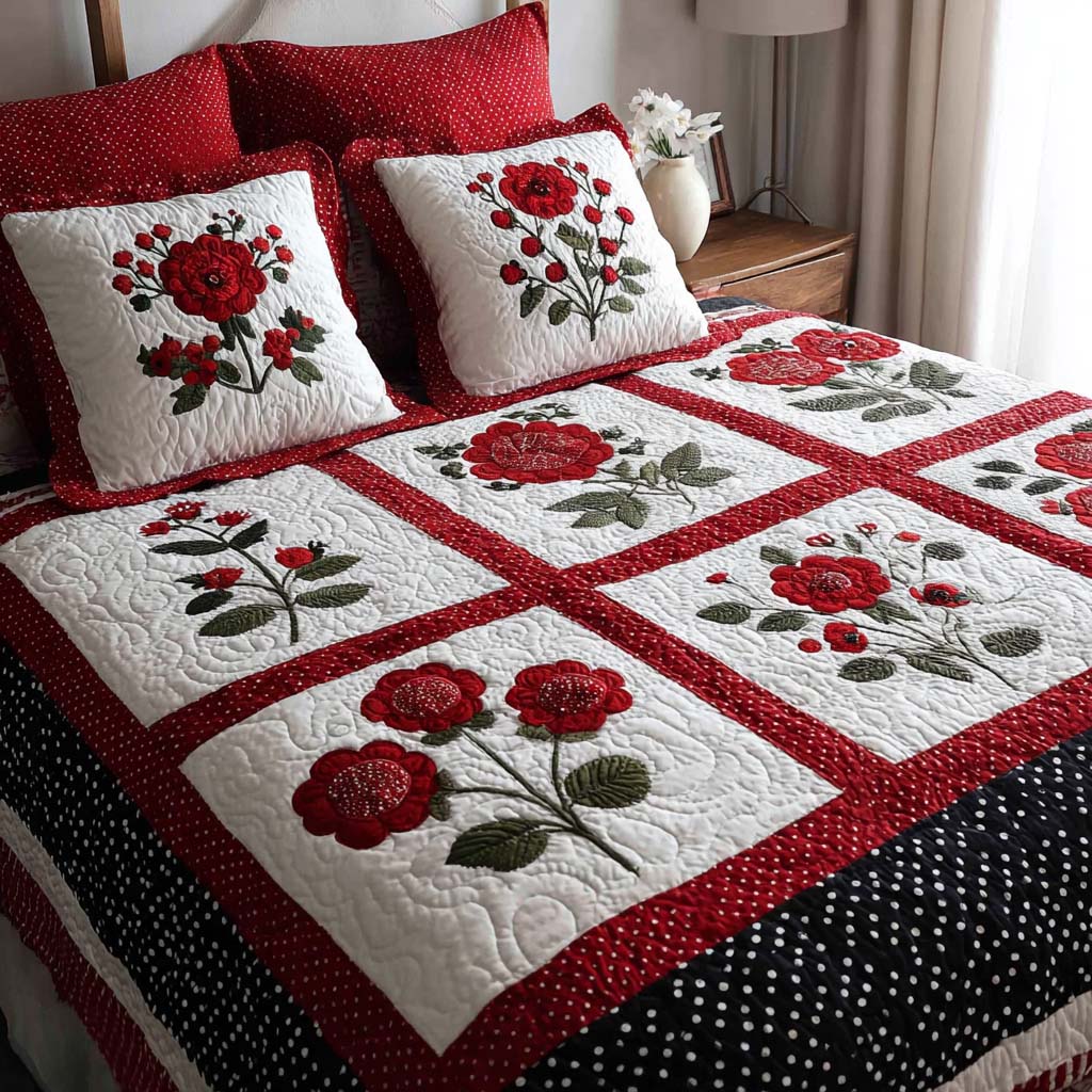Blooming Aura 3-Piece Quilted Bedding Set - Single (59" x 70")