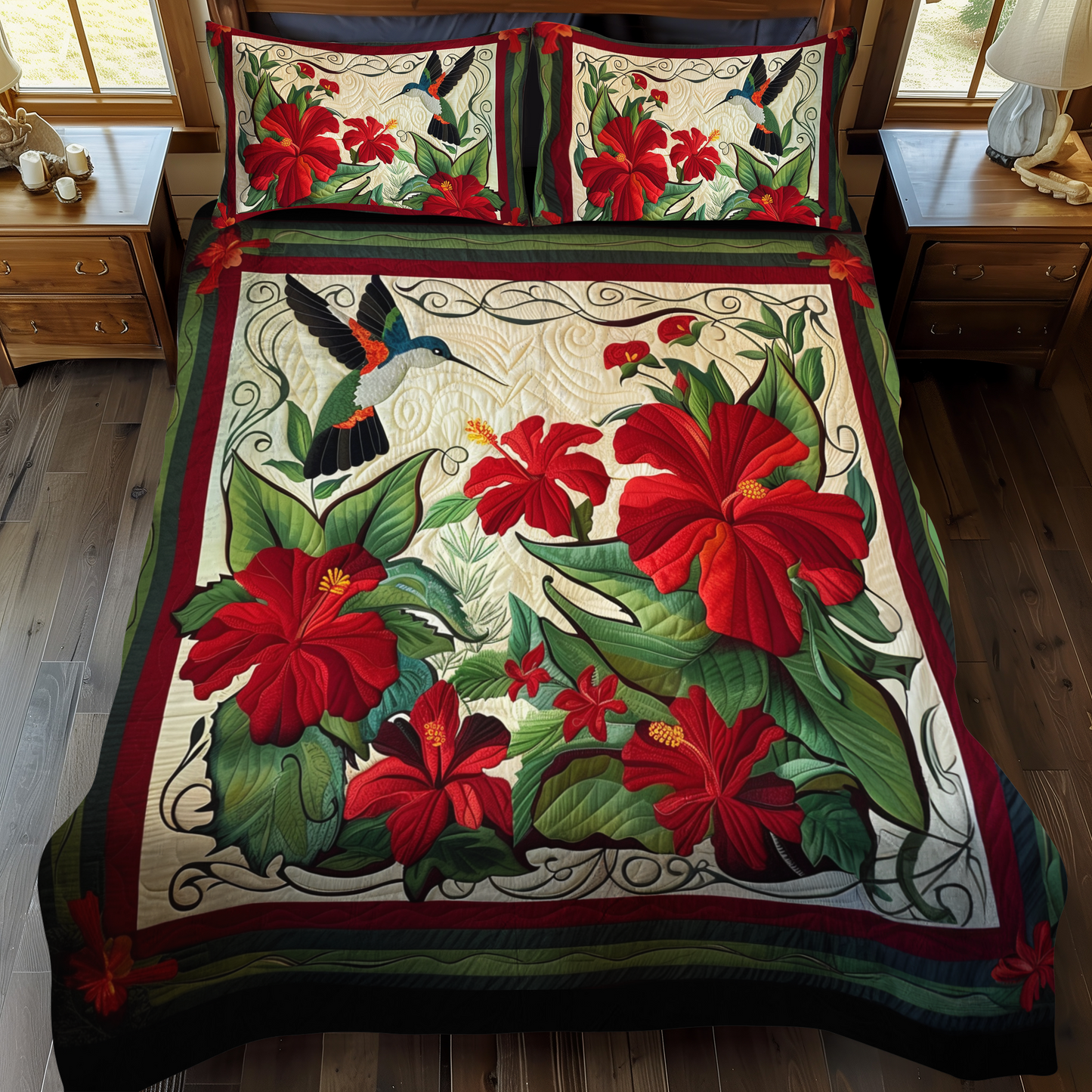 Blooming Beauty 3-Piece Quilted Bedding Set - Single (59" x 70")