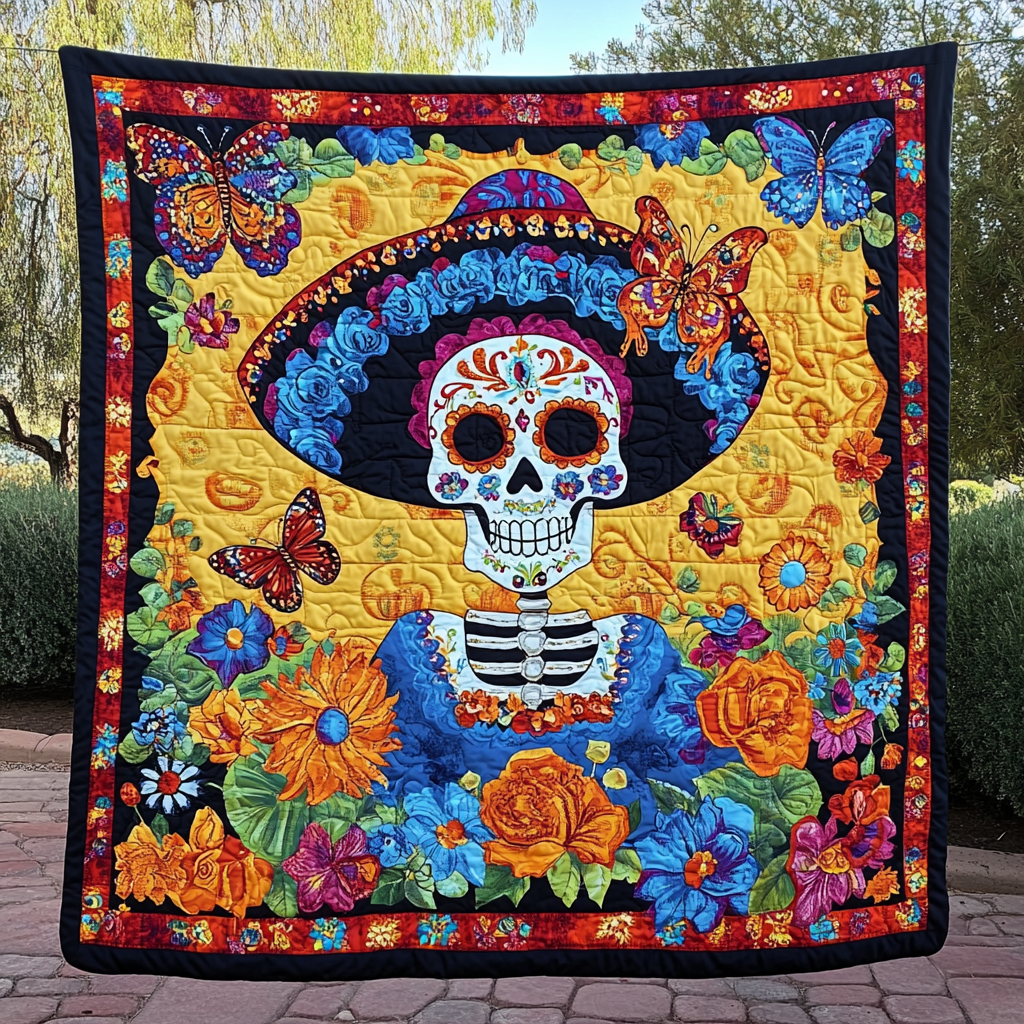Blooming Bones Quilted Blanket - Throw (55" x 60")